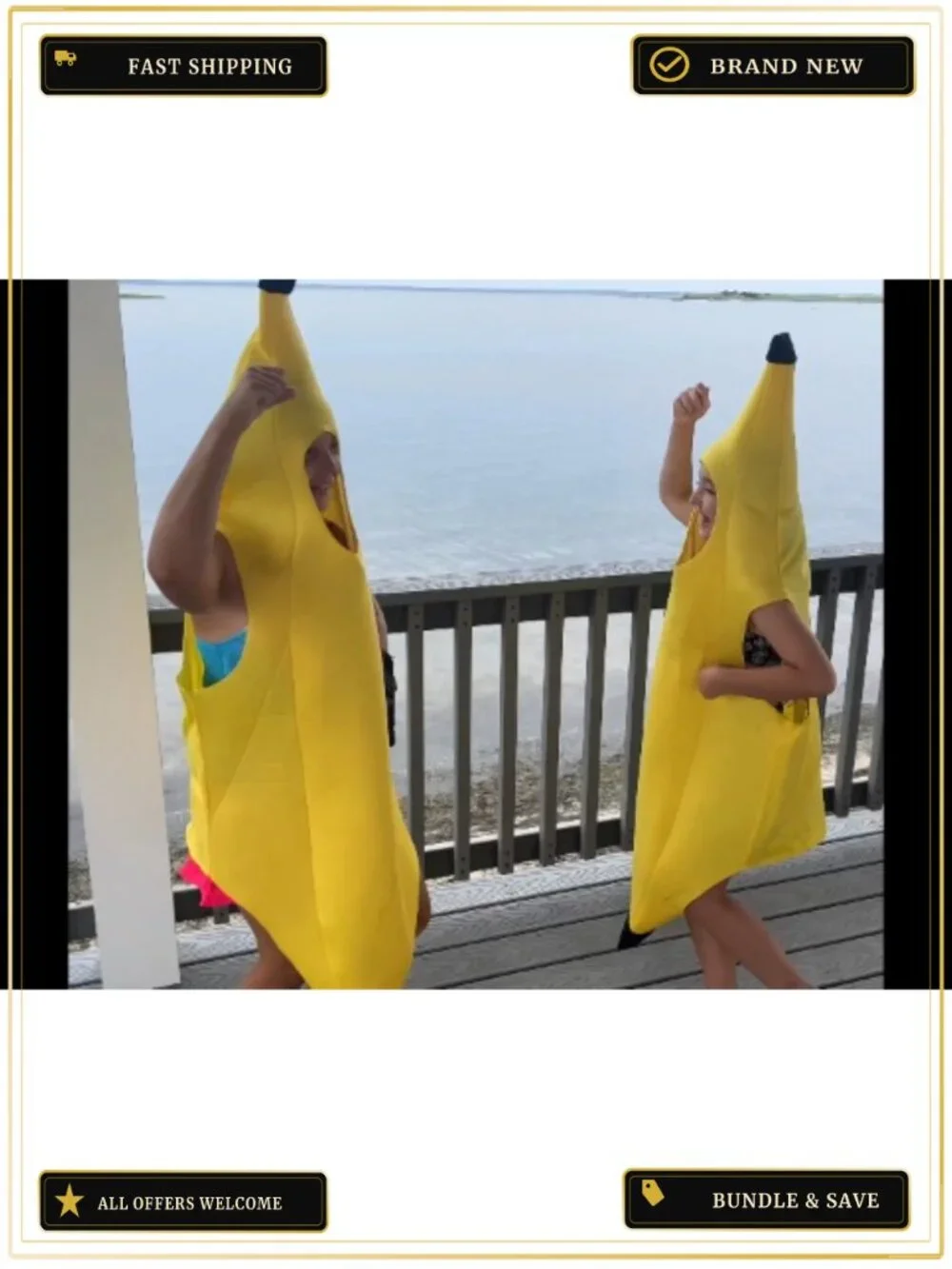 Banana Costume Child Size 3-4 Over Head Tunic Halloween Party